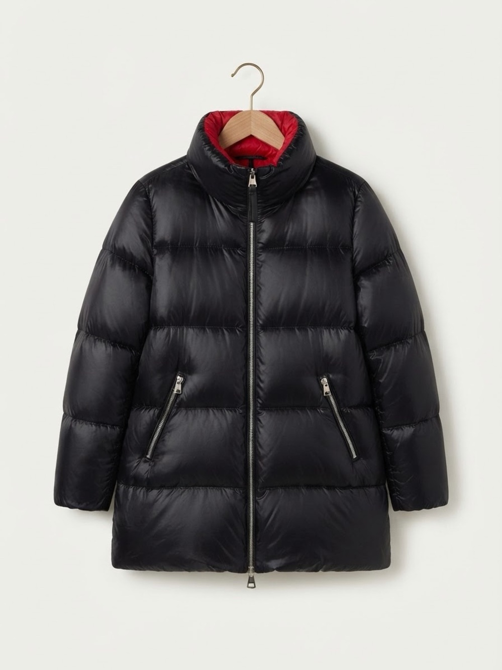 Mackage Women's Black Puffer Coat with Red Lining